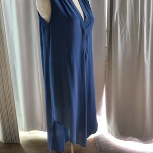 Blue silk dress, high/low hem.  Size medium